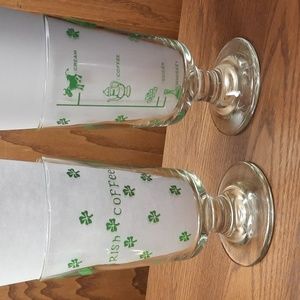 VTG.  2 Irish Coffee Recipe Pedestal Glasses
